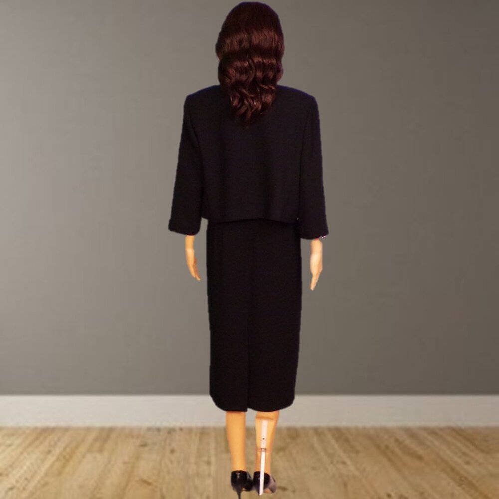 POSITIVE ATTITUDE/ANN GERLIN size 14 black/fuchsia 2-piece set jacket/skirt - Picture 5 of 11